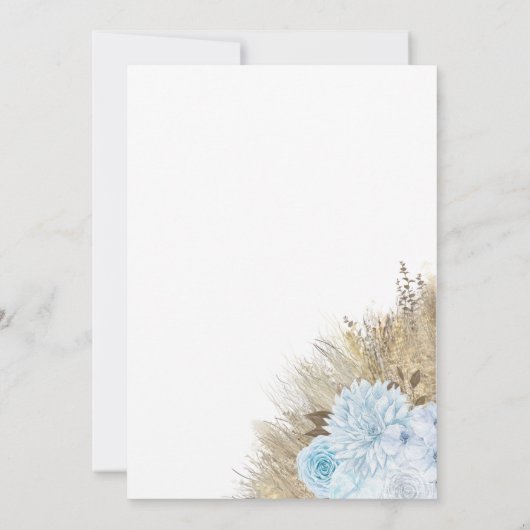 Blue Pampas Grass Boho Boy Baby shower Kaart (Achterkant)