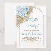 Blue Pampas Grass Boho Boy Baby shower Kaart (Voorkant / Achterkant)