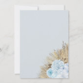 Blue Pampas Grass Boho Floral Boy Baby shower Kaart (Achterkant)