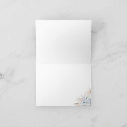 Blue Pampas Grass Boy Baby shower bedankje Bedankkaart (Binnen)