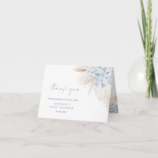 Blue Pampas Grass Boy Baby shower bedankje Bedankkaart (Voorkant)