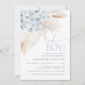 Blue Pampas Grass Boy Baby shower Kaart (Voorkant)