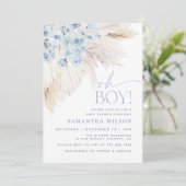 Blue Pampas Grass Boy Baby shower Kaart (Staand voorkant)