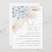 Blue Pampas Grass Boy Baby shower Kaart (Voorkant / Achterkant)