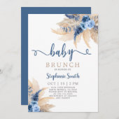 Blue Pampas Grass Boy Baby shower Kaart (Voorkant / Achterkant)