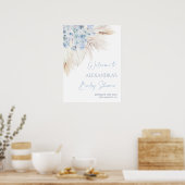 Blue Pampas Grass Boy Baby shower Welkomstbord Poster (Keuken)