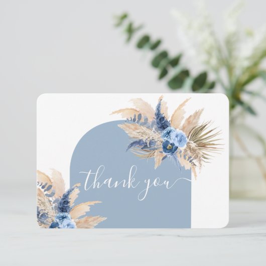 Blue Pampas Grass Boy bedankje Bedankkaart (Staand voorkant)