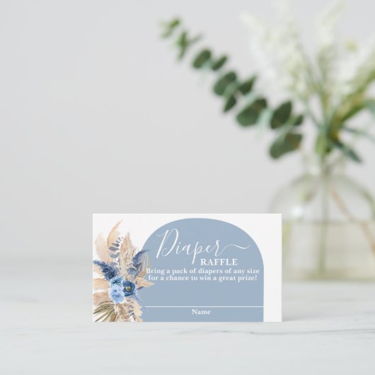 Blue Pampas Grass Boy Luier Raffle Kaart (Staand voorkant)