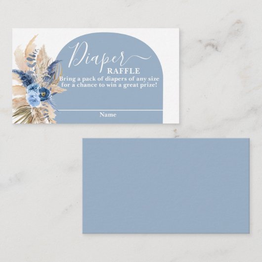 Blue Pampas Grass Boy Luier Raffle Kaart (Voorkant / Achterkant)