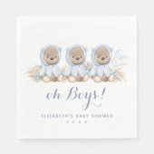 Blue Pampas Grass Triplet Beer Baby shower Napkins Servet (Voorkant)