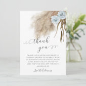 Blue Pampas Grass Waterverf Baby shower Bedankkaart (Staand voorkant)