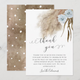 Blue Pampas Grass Waterverf Baby shower Bedankkaart