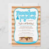 Blue Pancakes en Pajamas Birthday Invitation Kaart (Voorkant)