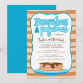 Blue Pancakes en Pajamas Birthday Invitation Kaart (Voorkant / Achterkant)
