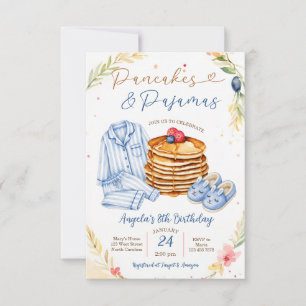 Blue Pancakes en Pyjama Verjaardagsfeestje Kaart