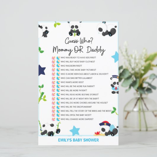 Blue Panda Baby shower Game (Staand voorkant)