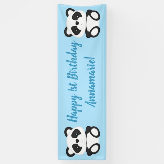 Blue Panda Beer Birthday Party Spandoek (Verticaal)