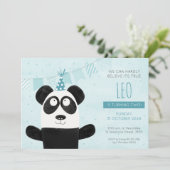 Blue Panda verjaardagsuitnodiging Kaart (Staand voorkant)