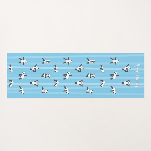 Blue Panda Yoga Mat Custom Name Same on Both Sides (Achterkant (horizontaal))