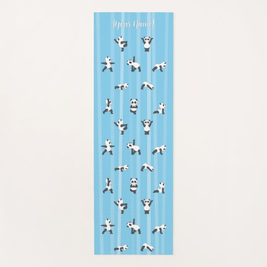 Blue Panda Yoga Mat Custom Name Same on Both Sides (Voorkant)