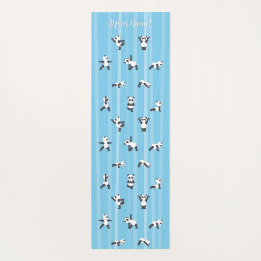 Blue Panda Yoga Mat Custom Name Same on Both Sides (Achterkant)