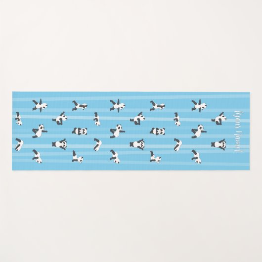 Blue Panda Yoga Mat Custom Name Same on Both Sides (Voorkant (horizontaal))