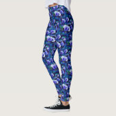 Blue Pansies Pansy Bloem Bloem Blauwgroen 'Love' Leggings (Links)
