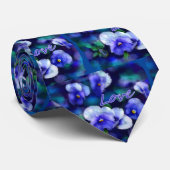 Blue Pansies Pansy Bloem Bloem Blauwgroen 'Love' Stropdas (Opgerold)