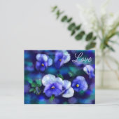 Blue Pansies Pansy Bloemen Bloemen Liefde Briefkaart (Staand voorkant)