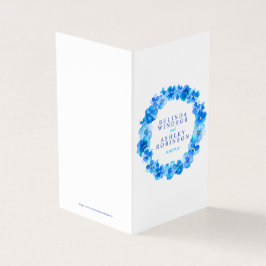 Blue pansy art bruiloft details schema kaart