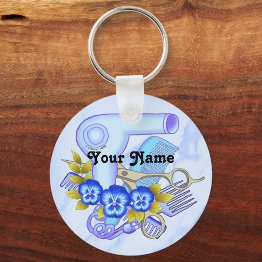 Blue Pansy Beautician Sleutelhanger (Voorkant)