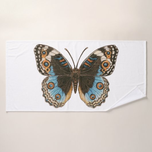 Blue Pansy Butterfly Bad Handdoek (Badhanddoek)