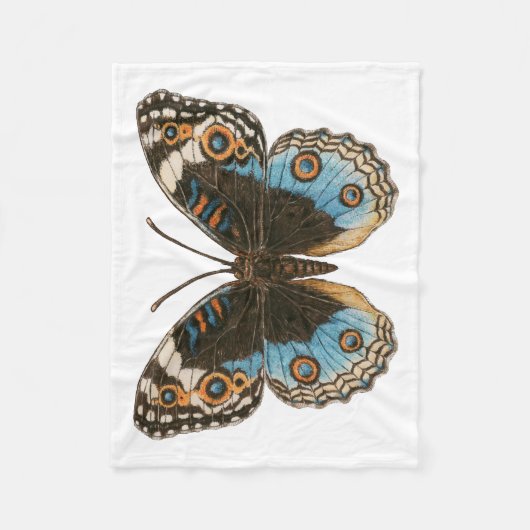 Blue Pansy Butterfly Fleece Deken (Voorkant)