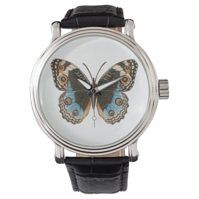 Blue Pansy Butterfly Horloge (Voorkant)