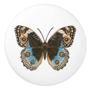Blue Pansy Butterfly Keramische Knop