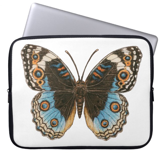Blue Pansy Butterfly Laptop Sleeve (Voorkant)