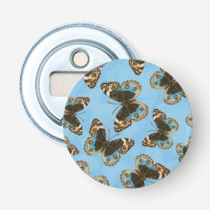 Blue Pansy Butterfly patroon Button Flesopener