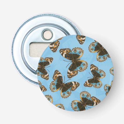 Blue Pansy Butterfly patroon Button Flesopener (Voorkant)
