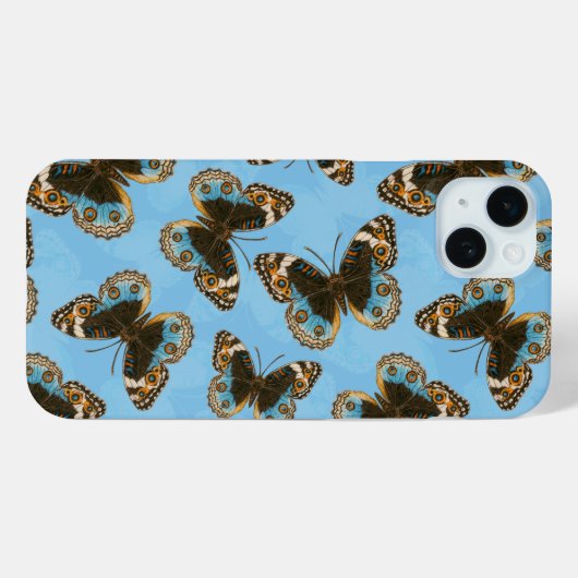 Blue Pansy Butterfly patroon Case-Mate iPhone Case (Achterkant (horizontaal))