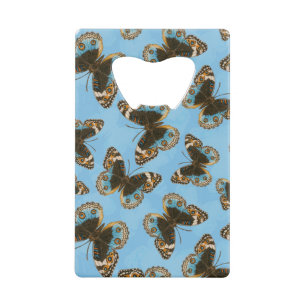 Blue Pansy Butterfly patroon Creditkaart Flessenopener