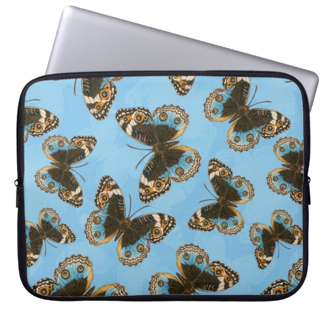 Blue Pansy Butterfly patroon Laptop Sleeve (Voorkant)