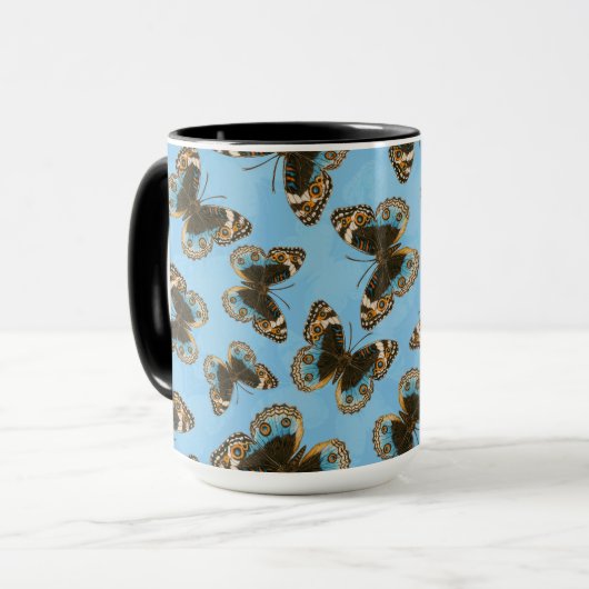 Blue Pansy Butterfly patroon Mok (Voorkant links)