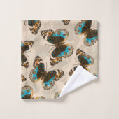 Blue Pansy Butterfly-patroon op wit Bad Handdoek (Wasdoekje)