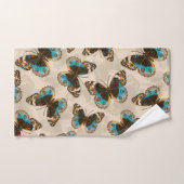 Blue Pansy Butterfly-patroon op wit Bad Handdoek (Handdoek)