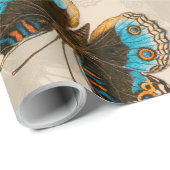 Blue Pansy Butterfly-patroon op wit Cadeaupapier (Rol Hoek)