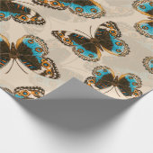 Blue Pansy Butterfly-patroon op wit Cadeaupapier (Hoek)