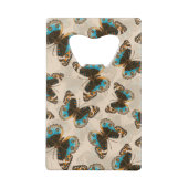 Blue Pansy Butterfly-patroon op wit Creditkaart Flessenopener (Achterkant)