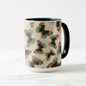 Blue Pansy Butterfly-patroon op wit Mok (Voorkant rechts)