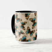 Blue Pansy Butterfly-patroon op wit Mok (Voorkant links)