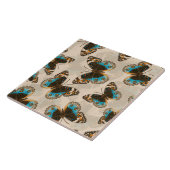 Blue Pansy Butterfly-patroon op wit Tegeltje (Zijkant)